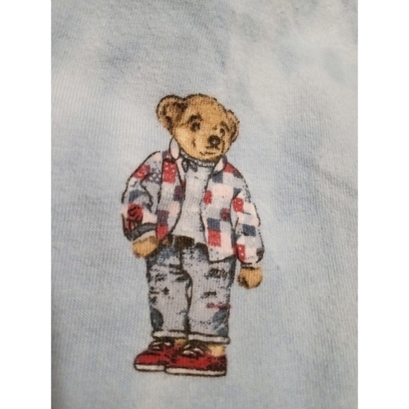 Ralph Lauren Teddy Bear PJ Pants Light Blue Pocketed Cuffed Drawstring Waist S - Picture 2 of 13